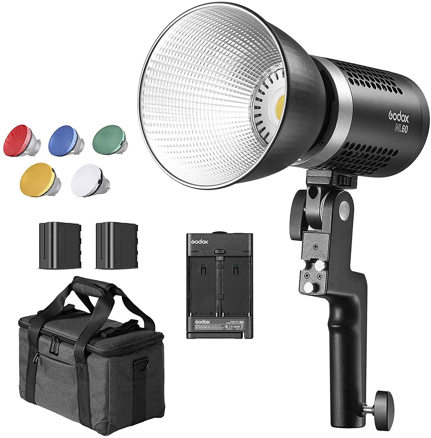 Godox ML60 60W Power in Your Hands LED Video Light CRI TLCI 8 FX Quiet Brightness 2X NP970 Lithium Batteries Included (Godox Mount), 96+, 97+,
Godox ML60 60W Power in Your Hands LED Video Light CRI TLCI 8 FX Quiet Brightness 2X NP970 Lithium Batteries Included (Godox Mount), 96+, 97+,