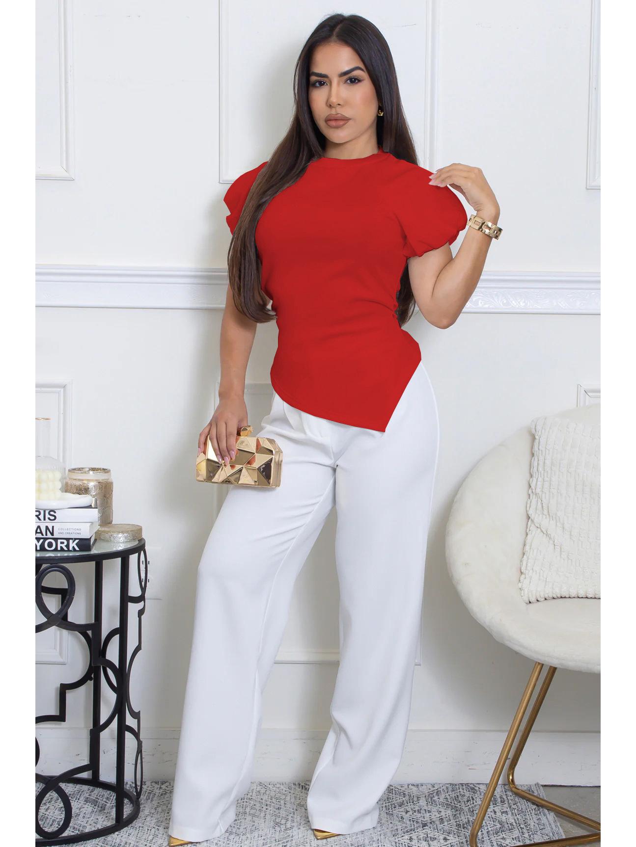 Solid Color Puff Sleeve Waist-Cinched Bodycon Irregular Top for Women XL червоний
Solid Color Puff Sleeve Waist-Cinched Bodycon Irregular Top for Women XL червоний