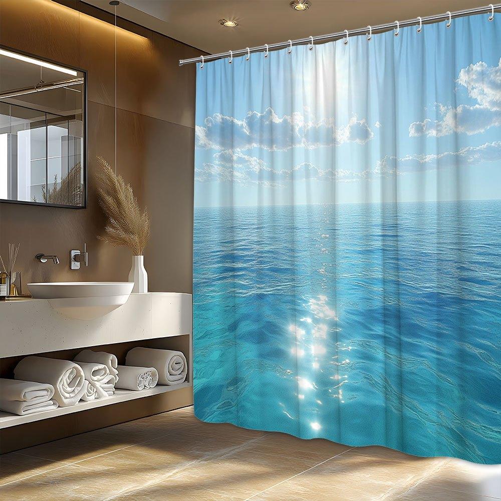 1Pc Serene Ocean View Shower Curtain - Tranquil Coastal Scene With Calm Turquoise Waters & Clear Blue Sky, 12 Hooks W60H190(CM)-1 Pcs
1Pc Serene Ocean View Shower Curtain - Tranquil Coastal Scene With Calm Turquoise Waters & Clear Blue Sky, 12 Hooks W60H190(CM)-1 Pcs