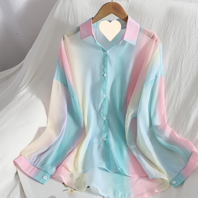 Радужная цветная шифоновая рубашка на пуговицах средней длины, приталенная - Омолаживающая, милая и универсальная летняя солнцезащитная одежда в корейском стиле XL (recommended 55-60 kg)
Радужная цветная шифоновая рубашка на пуговицах средней длины, приталенная - Омолаживающая, милая и универсальная летняя солнцезащитная одежда в корейском стиле XL (recommended 55-60 kg)