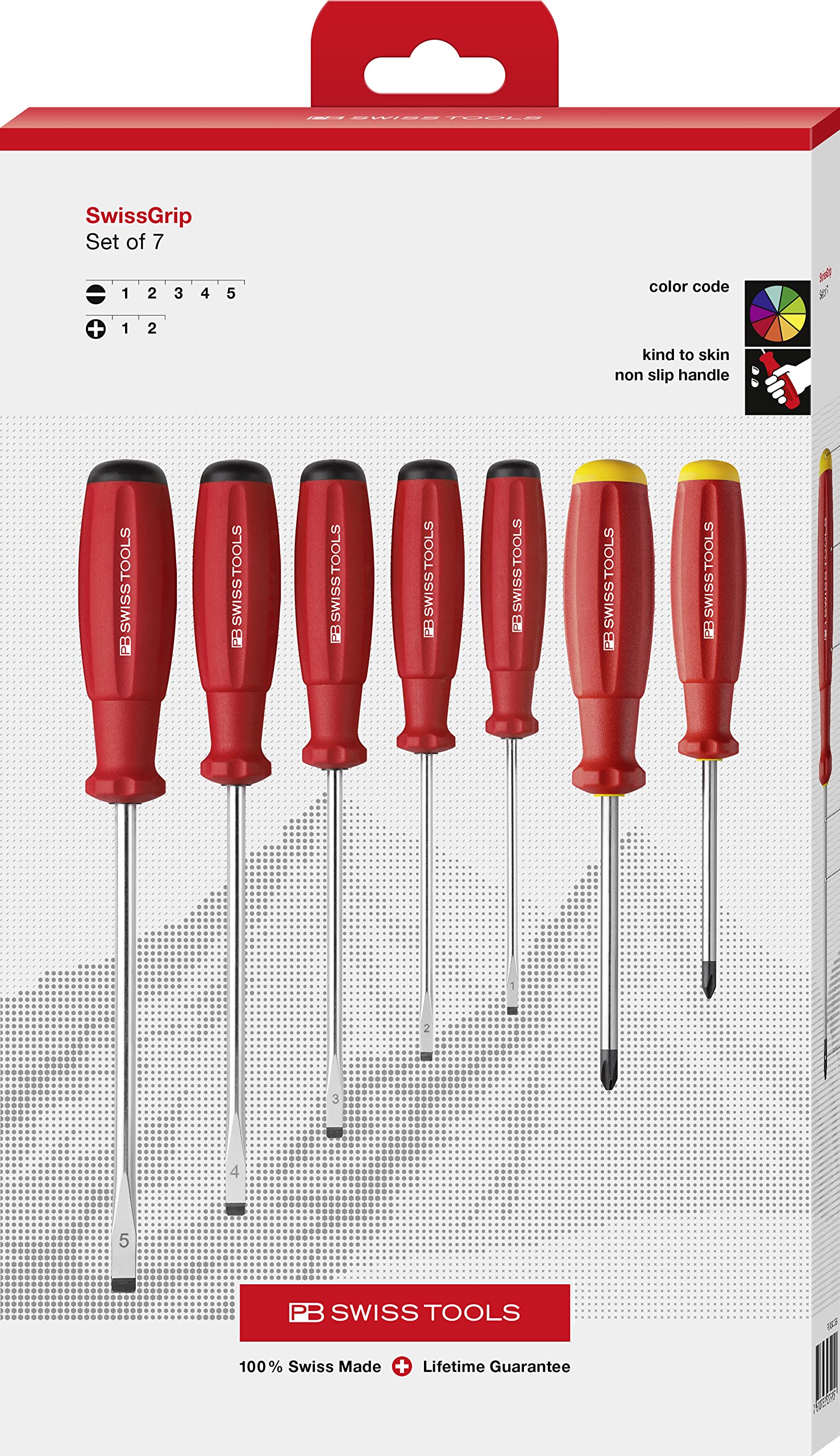 PB Swiss Tools Phillips and Slotted Screwdriver Set PB 8250 | 100% Swiss Made | 7-piece Screwdriver Set Size PH1 PH2, Slot 1/2/3/4/5 for General Screw 
PB Swiss Tools Phillips and Slotted Screwdriver Set PB 8250 | 100% Swiss Made | 7-piece Screwdriver Set Size PH1 PH2, Slot 1/2/3/4/5 for General Screw