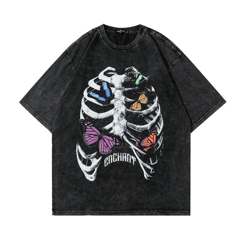 American Retro Butterfly Skull Print Wash Water Short Sleeve T-Shirt Men S Hip Hop Vintage High Street Couple Top M
American Retro Butterfly Skull Print Wash Water Short Sleeve T-Shirt Men S Hip Hop Vintage High Street Couple Top M