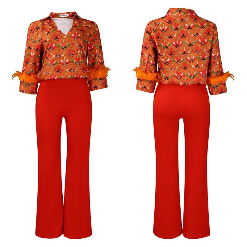 Fashion Women Blouse Pants Ladies Clothes Shirts Wide Leg Pants Two-piece Suit Orange Red XXL
Fashion Women Blouse Pants Ladies Clothes Shirts Wide Leg Pants Two-piece Suit Orange Red XXL