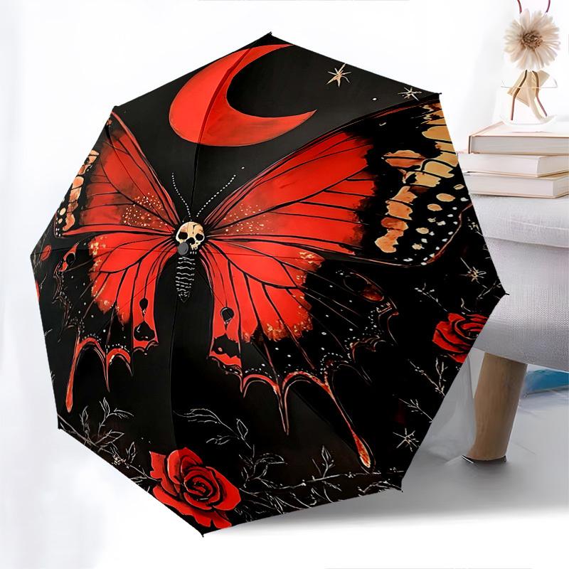 1pc Red Butterfly with Crescent Moon & Stars Automatic Folding Umbrella, Portable 3-Fold Design, 8-Bone Iron Frame Outdoor Umbrella, Perfect Gift for
1pc Red Butterfly with Crescent Moon & Stars Automatic Folding Umbrella, Portable 3-Fold Design, 8-Bone Iron Frame Outdoor Umbrella, Perfect Gift for