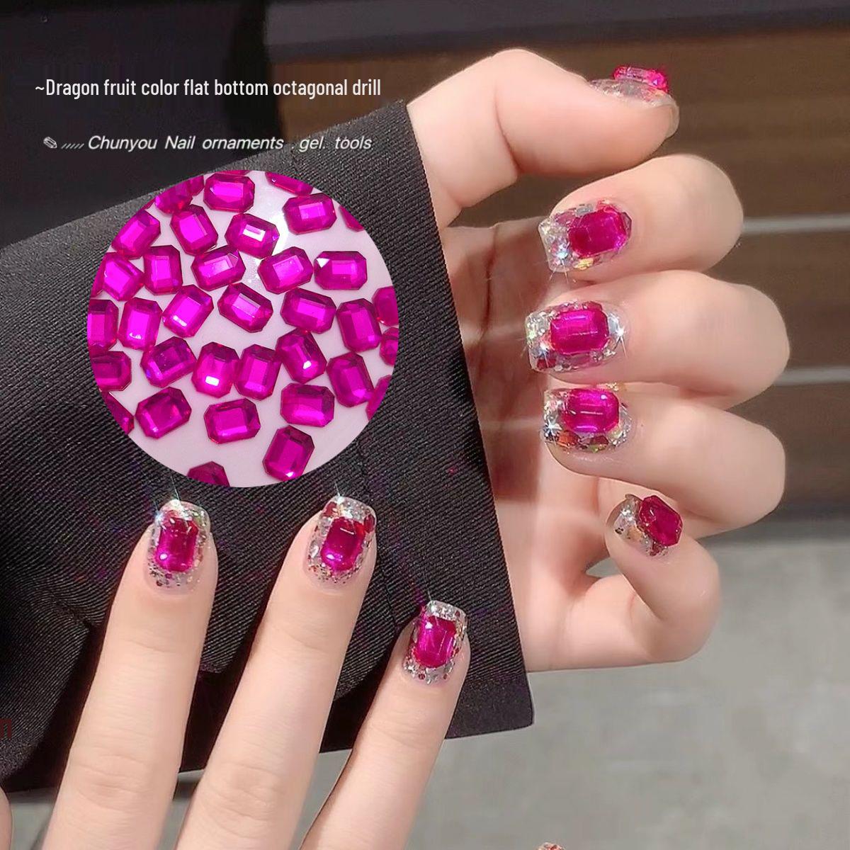Dragon Fruit Nail Art Jewelry: Rose Red Octagon Rhinestones in Internet Celebrity Style
Dragon Fruit Nail Art Jewelry: Rose Red Octagon Rhinestones in Internet Celebrity Style