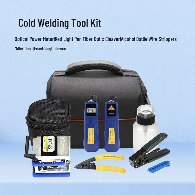 FTTH Fiber Optic Toolkit: Power Meter, Red Light Pen, Cleaver, Tool Bag English Version
FTTH Fiber Optic Toolkit: Power Meter, Red Light Pen, Cleaver, Tool Bag English Version