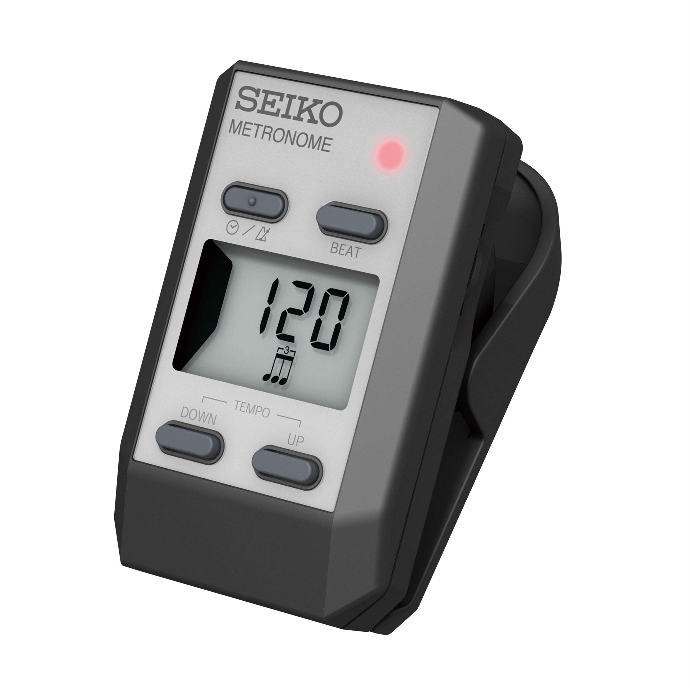SEIKO Metronome Clip Type Digital Silver DM51S Громкость можно регулировать и отключать с помощью поворотного регулятора громкости
SEIKO Metronome Clip Type Digital Silver DM51S Громкость можно регулировать и отключать с помощью поворотного регулятора громкости