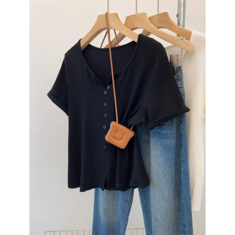 Plus-Size Gray V-Neck Short-Sleeve T-Shirt for Women, 2026 New Popular Summer Style, Loose Fit, Slimming, with Side Slits L чёрный
Plus-Size Gray V-Neck Short-Sleeve T-Shirt for Women, 2026 New Popular Summer Style, Loose Fit, Slimming, with Side Slits L чёрный