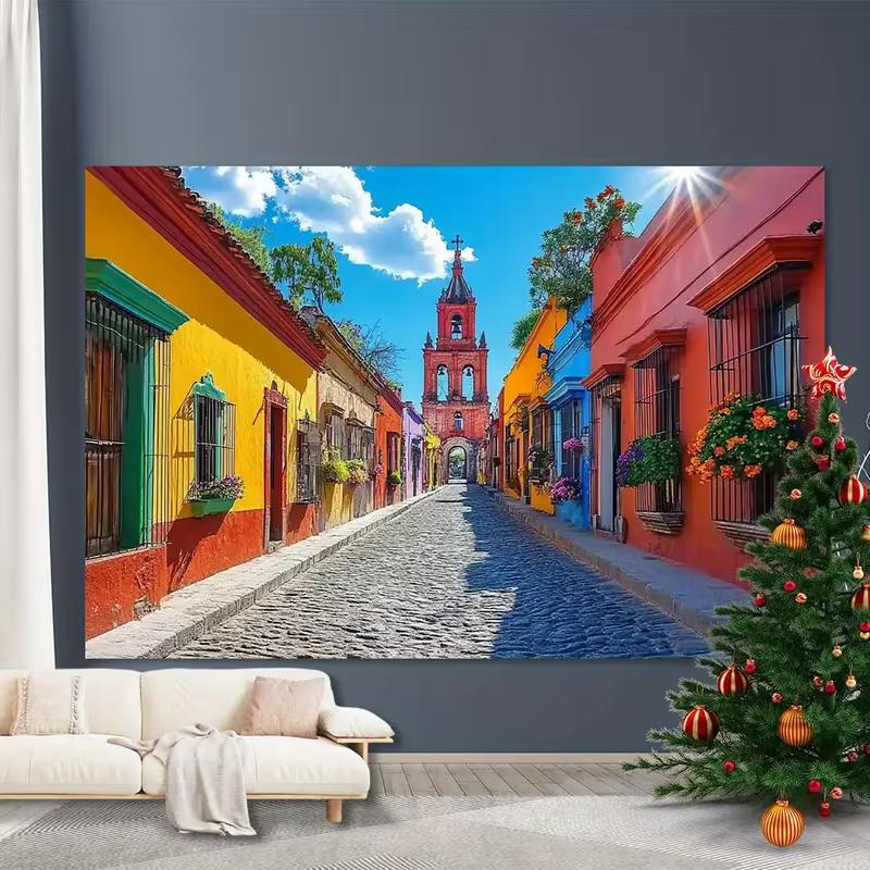 2D Bright Mexican Street View Tapestry Red Church Tower Wall Art 47.2x31.5inch/120*80cm
2D Bright Mexican Street View Tapestry Red Church Tower Wall Art 47.2x31.5inch/120*80cm