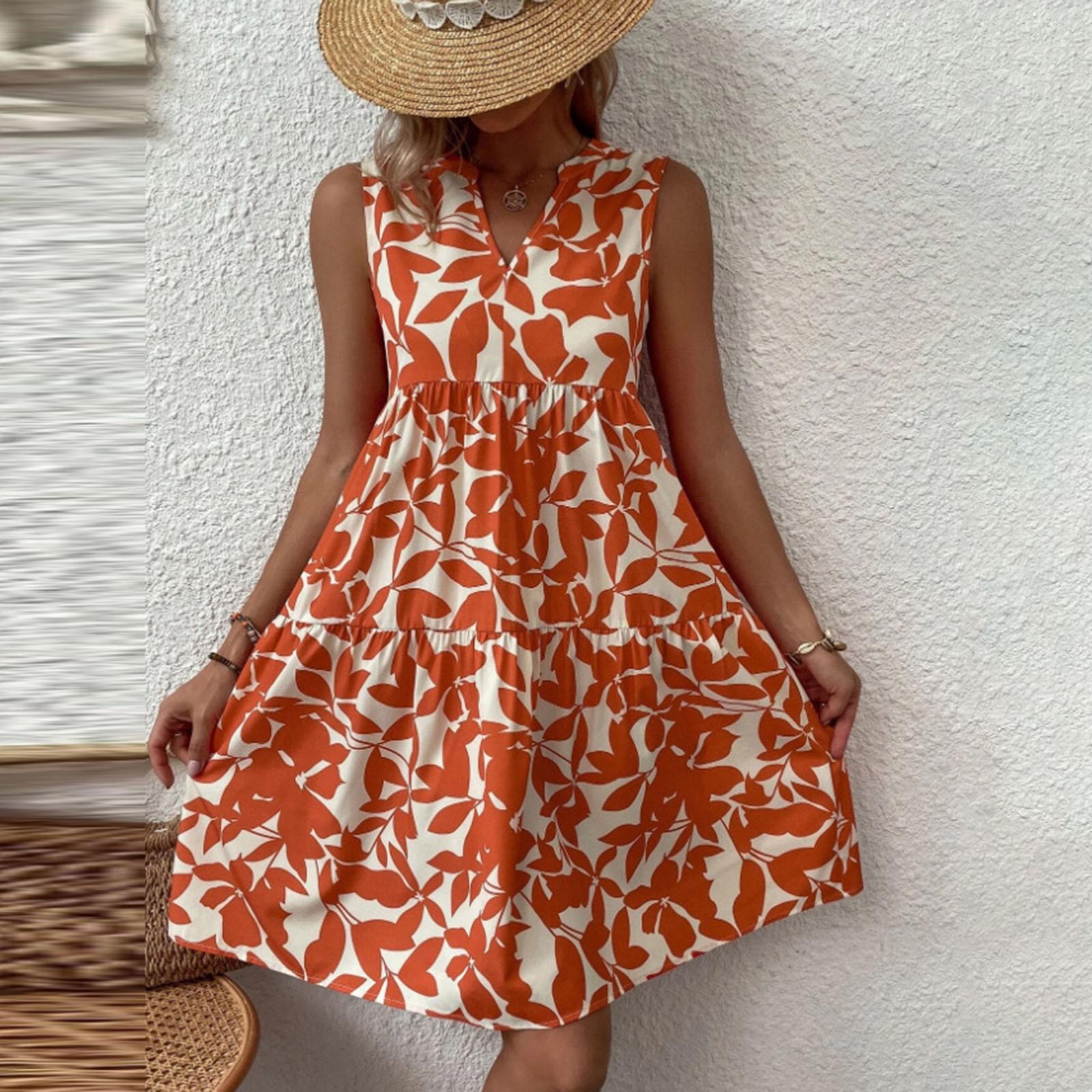 Женские платья Платья без рукавов для женщин с v-образным вырезом и цветочным принтом, повседневные свободные летние женские платья S оранжевый
Женские платья Платья без рукавов для женщин с v-образным вырезом и цветочным принтом, повседневные свободные летние женские платья S оранжевый