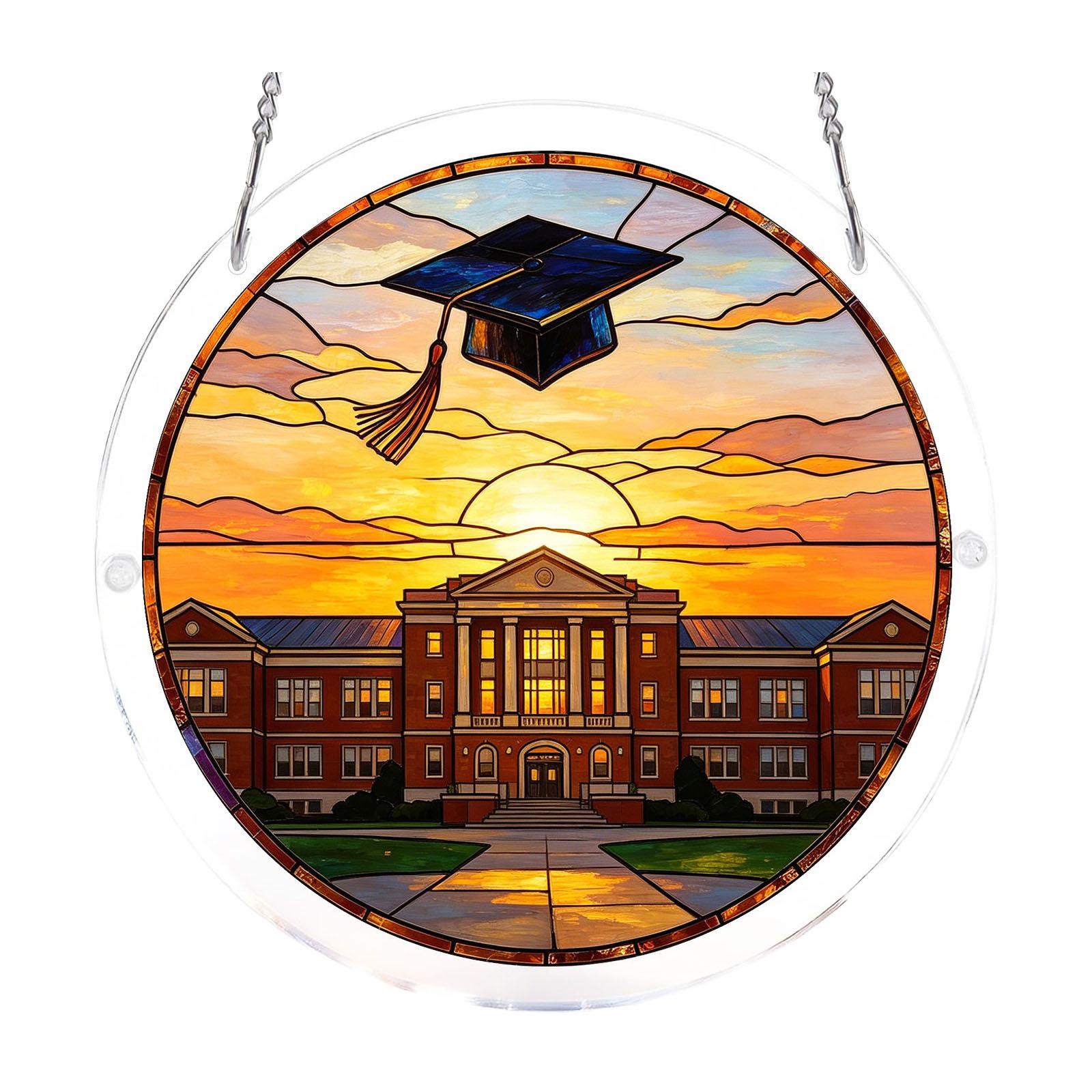 Acrylic Sun Catcher Graduation Theme Hanging Ornament Round Wind Chime Pendant for Indoor Outdoor Window Decor School Gift One Size
Acrylic Sun Catcher Graduation Theme Hanging Ornament Round Wind Chime Pendant for Indoor Outdoor Window Decor School Gift One Size