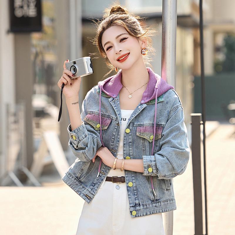Women s Color Block Knit Hooded Denim Jacket - Spring/Autumn 2025 Fashionable Slimming Top (MZ136) XL (120-130 jin)
Women s Color Block Knit Hooded Denim Jacket - Spring/Autumn 2025 Fashionable Slimming Top (MZ136) XL (120-130 jin)