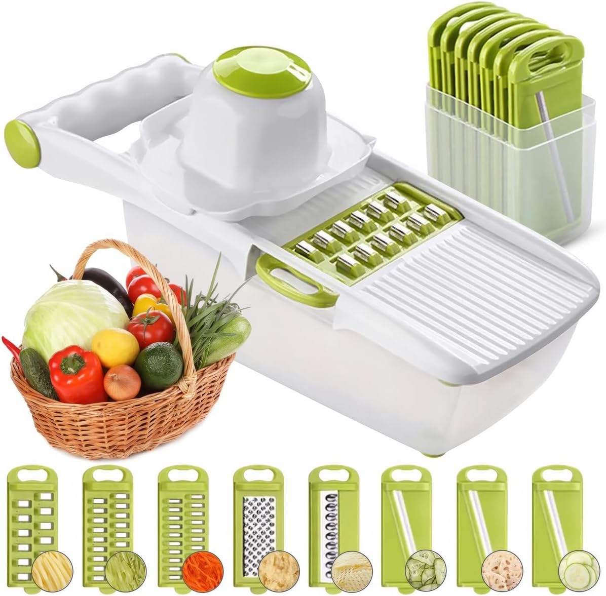 Slicer for Kitchen, Vegetable Chopper with Container, 14 in 1Food Chopper, 7 Blade United States
Slicer for Kitchen, Vegetable Chopper with Container, 14 in 1Food Chopper, 7 Blade United States