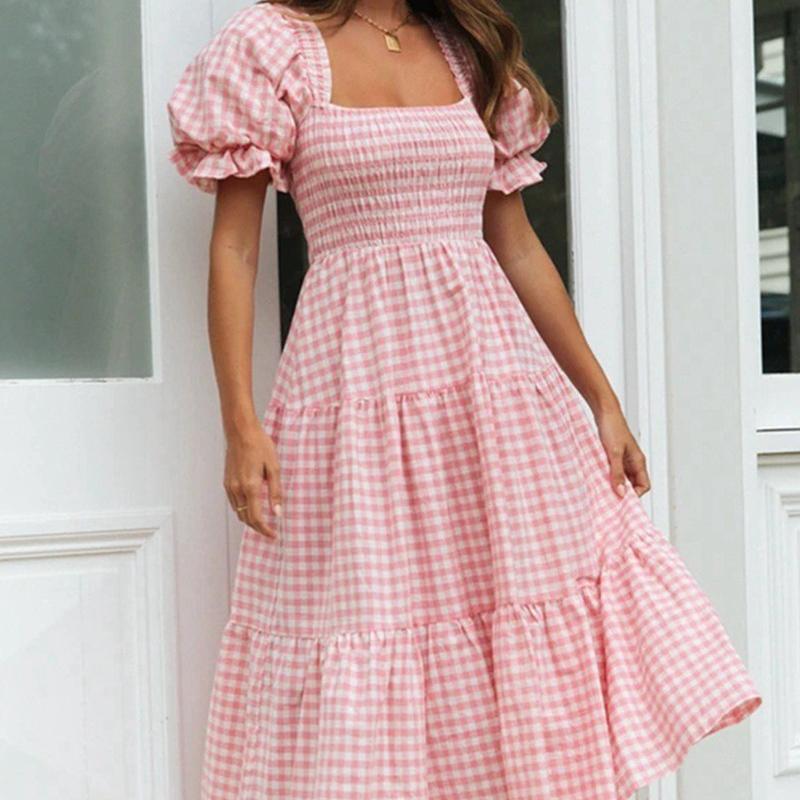 Женский клетчатый летний сарафан с квадратным вырезом, рукавами-фонариками и высокой талией, длинная юбка, повседневный праздничный сарафан XL розовый
Женский клетчатый летний сарафан с квадратным вырезом, рукавами-фонариками и высокой талией, длинная юбка, повседневный праздничный сарафан XL розовый