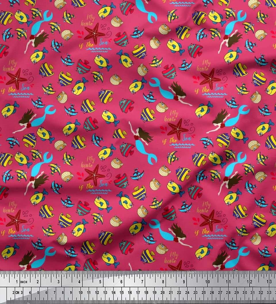 Японська креп-сатин Soimoi Тканина з принтом Риба, русалка та морська зірка на метри 42 дюйма 42 Inch Wide - Poly Crepe рожевий
Японська креп-сатин Soimoi Тканина з принтом Риба, русалка та морська зірка на метри 42 дюйма 42 Inch Wide - Poly Crepe рожевий