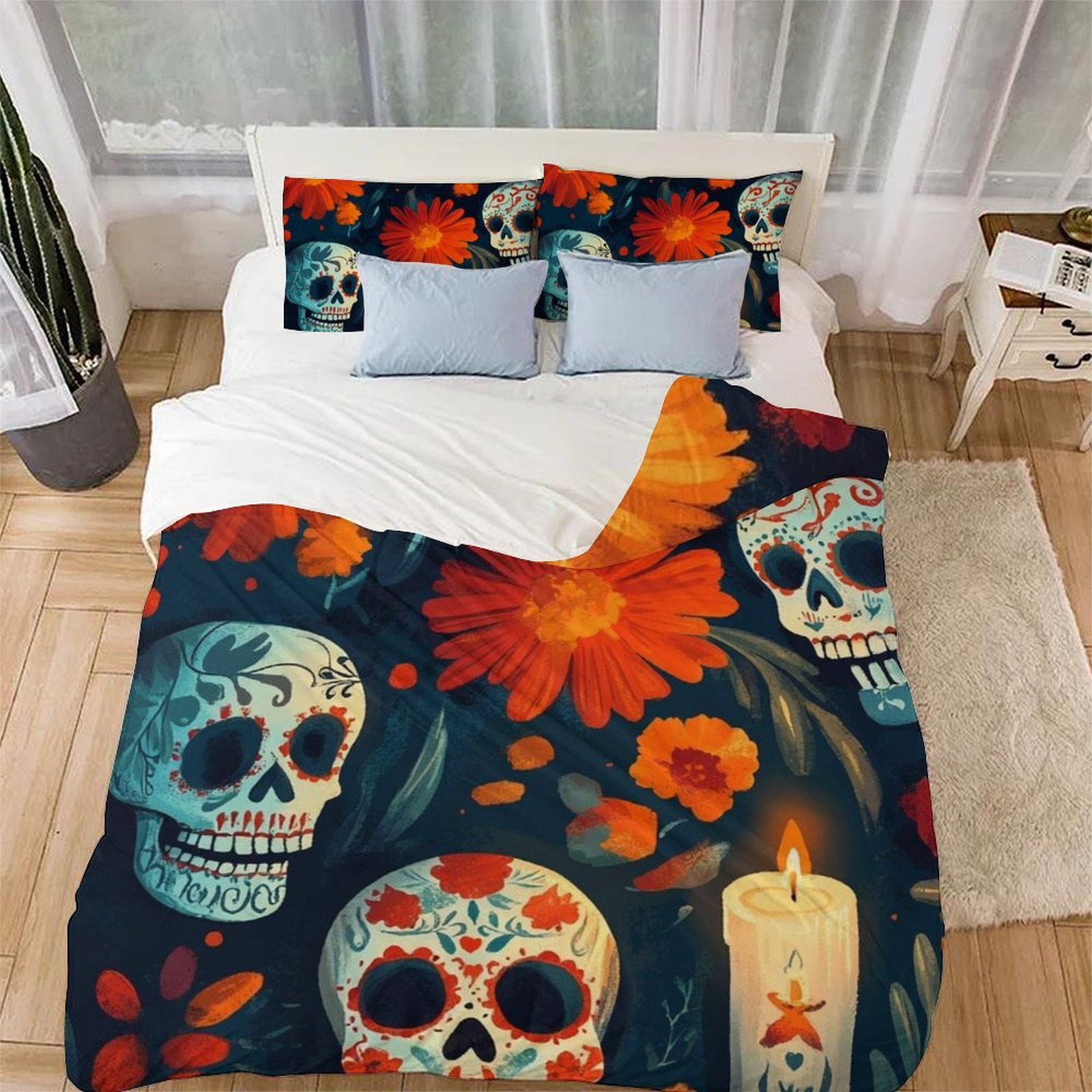 Skull Printed Quilt Cover Duvet Cover Bedding Set Suitable Childrens Boys Girls And Adults Warm Soft Breathable And Comfortable EU Single(135*200cm)3pcs
Skull Printed Quilt Cover Duvet Cover Bedding Set Suitable Childrens Boys Girls And Adults Warm Soft Breathable And Comfortable EU Single(135*200cm)3pcs