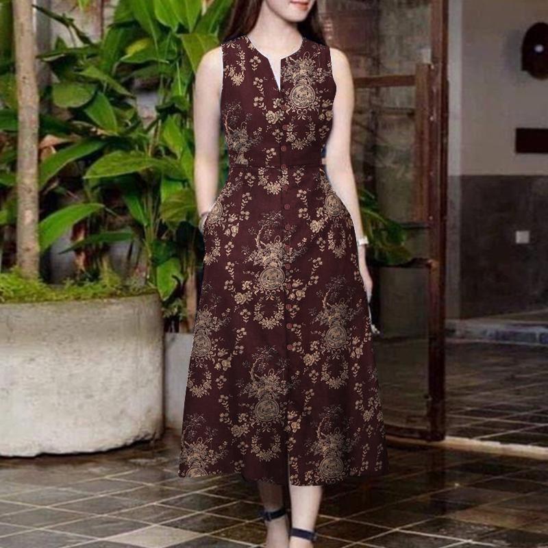 Летнее повседневное платье без рукавов из хлопка с принтом ZANZEA 3XL вино красного
Летнее повседневное платье без рукавов из хлопка с принтом ZANZEA 3XL вино красного