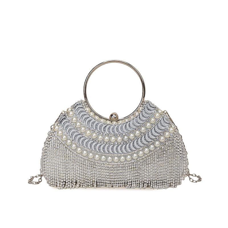 Elegant French Design Diamond Embedded round Ring Handbag Tassel Evening Bag Women s Purse Versatile Shell Shape Polyester Fiber
Elegant French Design Diamond Embedded round Ring Handbag Tassel Evening Bag Women s Purse Versatile Shell Shape Polyester Fiber