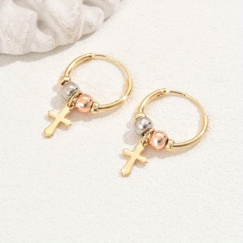 European and American Fashion Round Bead Cross Hanging Earrings, Women s Personalized Trendy Holiday Zircon Accessories
European and American Fashion Round Bead Cross Hanging Earrings, Women s Personalized Trendy Holiday Zircon Accessories