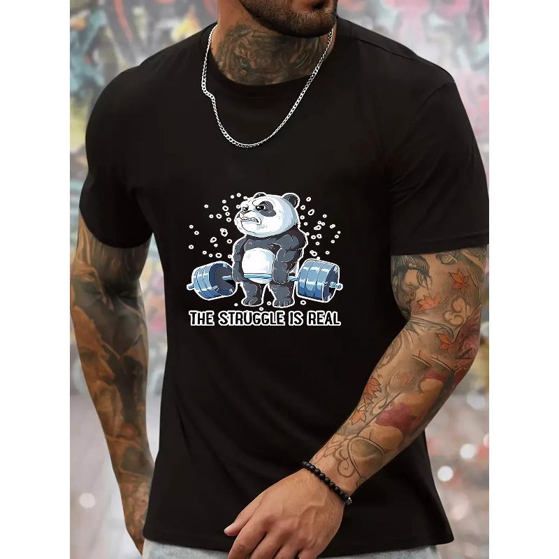 European sizes Men S Summer Casual Crew Neck T-Shirt, Knit Fabric, Slight Stretch, Regular Fit, Print Panda Design with The Struggle is Real Slogan 4XL чорний
European sizes Men S Summer Casual Crew Neck T-Shirt, Knit Fabric, Slight Stretch, Regular Fit, Print Panda Design with The Struggle is Real Slogan 4XL чорний