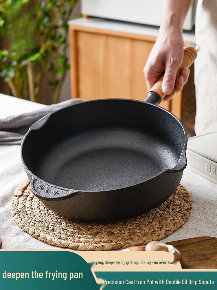 Small Happiness Pure Cast Iron Flat-bottom Pan with Wooden Handle - Thick, No Coating, Health-Preserving Household Soup Pot 27cm Flat Pan
Small Happiness Pure Cast Iron Flat-bottom Pan with Wooden Handle - Thick, No Coating, Health-Preserving Household Soup Pot 27cm Flat Pan