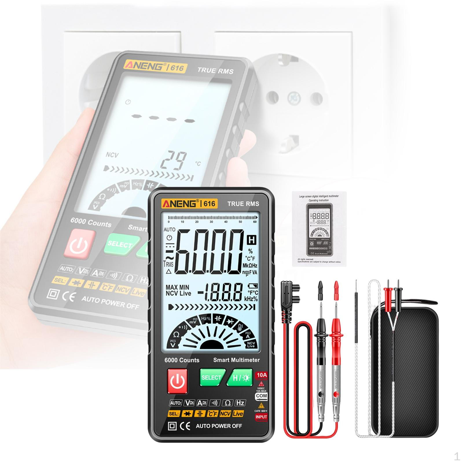 Digital Multimeter curately Measures Test Tool чорний
Digital Multimeter curately Measures Test Tool чорний