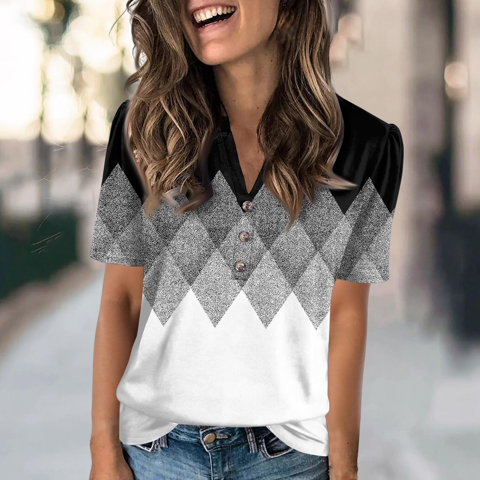 Женская модная повседневная футболка с цветными блоками и принтом в виде V-образного выреза с коротким рукавом и пуговицами S
Женская модная повседневная футболка с цветными блоками и принтом в виде V-образного выреза с коротким рукавом и пуговицами S