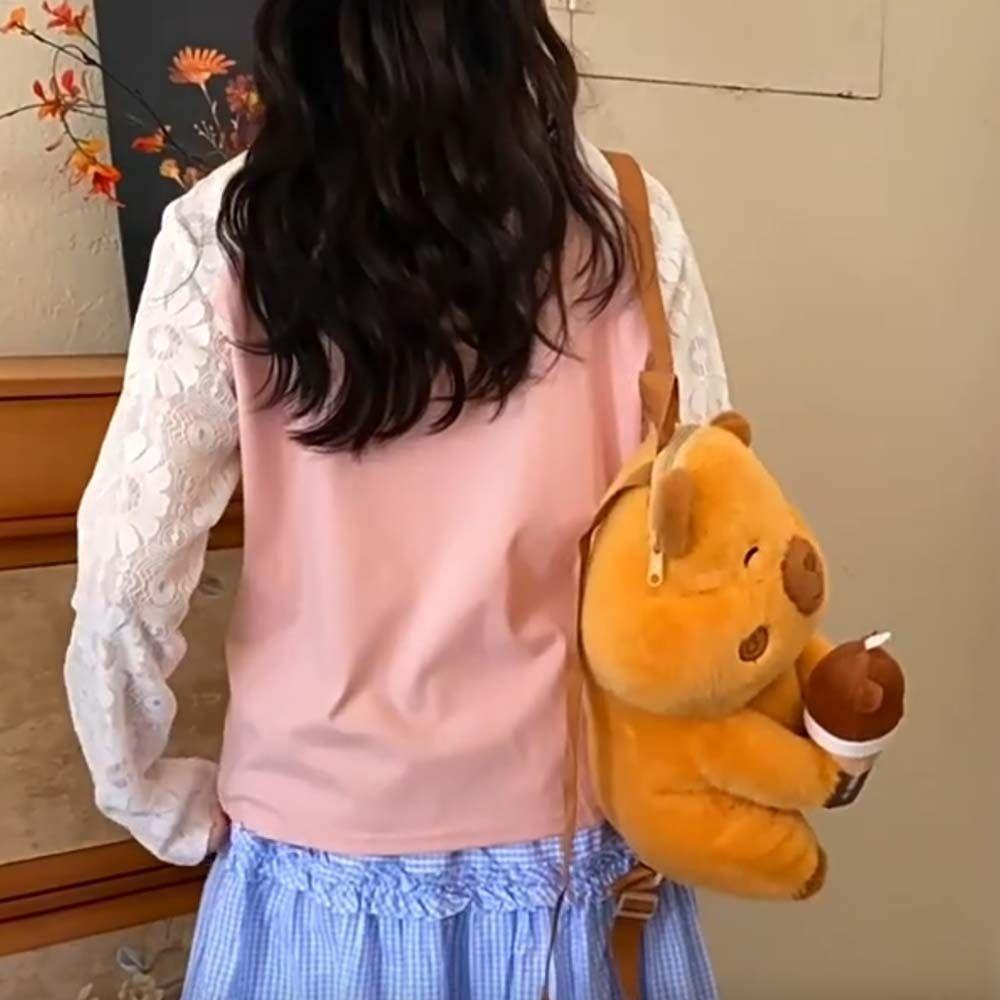 Bear Capybara Plush Backpack Cute Cartoon Daypack Creative Brown Doll Bag Friends коричневий
Bear Capybara Plush Backpack Cute Cartoon Daypack Creative Brown Doll Bag Friends коричневий