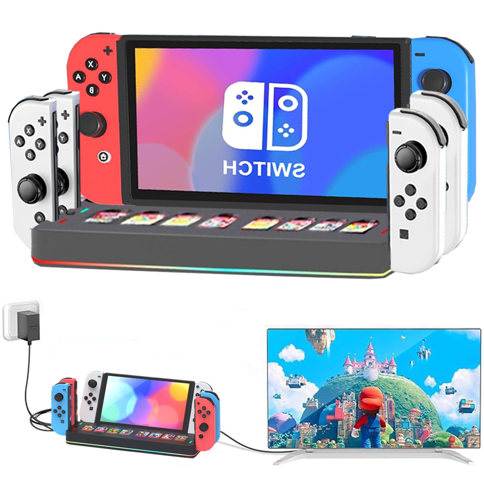 OLED Compatible Dock Switch TV Dock Charging Stand Switching Switch Stand Direct TV Output HDMI Mode Can Charge 4 at the Same Time Space Saving
OLED Compatible Dock Switch TV Dock Charging Stand Switching Switch Stand Direct TV Output HDMI Mode Can Charge 4 at the Same Time Space Saving