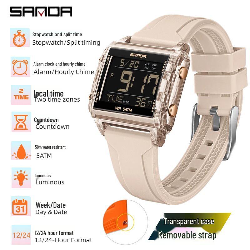 Sanda Trendy Large Digital Sports Watch with Timer, Stopwatch, Luminous Display, Calendar, Alarm & Waterproof Features.
Sanda Trendy Large Digital Sports Watch with Timer, Stopwatch, Luminous Display, Calendar, Alarm & Waterproof Features.