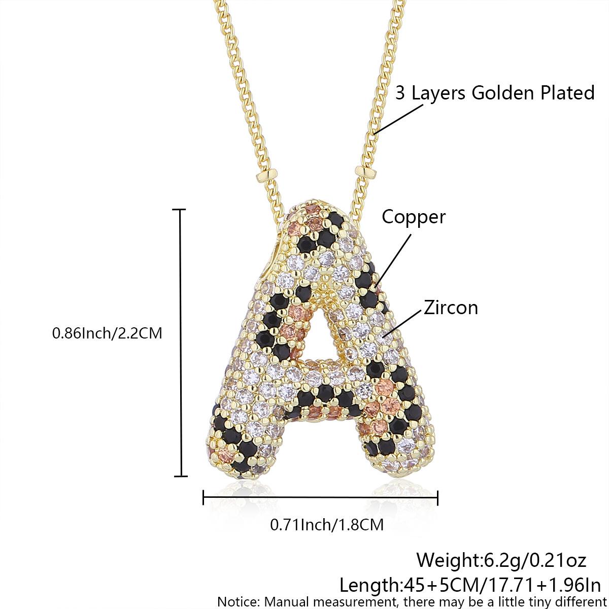 Leopard-pattern Balloon Bubble-set Zircon Letter Necklace with English Letters and Gemstone Beads Chain for Women A
Leopard-pattern Balloon Bubble-set Zircon Letter Necklace with English Letters and Gemstone Beads Chain for Women A