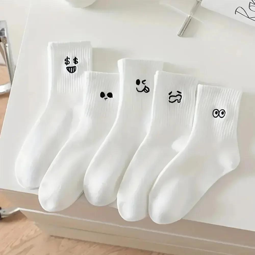 5Pairs White Cute Expression Pattern Socks Cotton Ruffles Ankle Socks Women s Cartoon Socks Mid Tube Spring Casual Girls Socks Single code
5Pairs White Cute Expression Pattern Socks Cotton Ruffles Ankle Socks Women s Cartoon Socks Mid Tube Spring Casual Girls Socks Single code