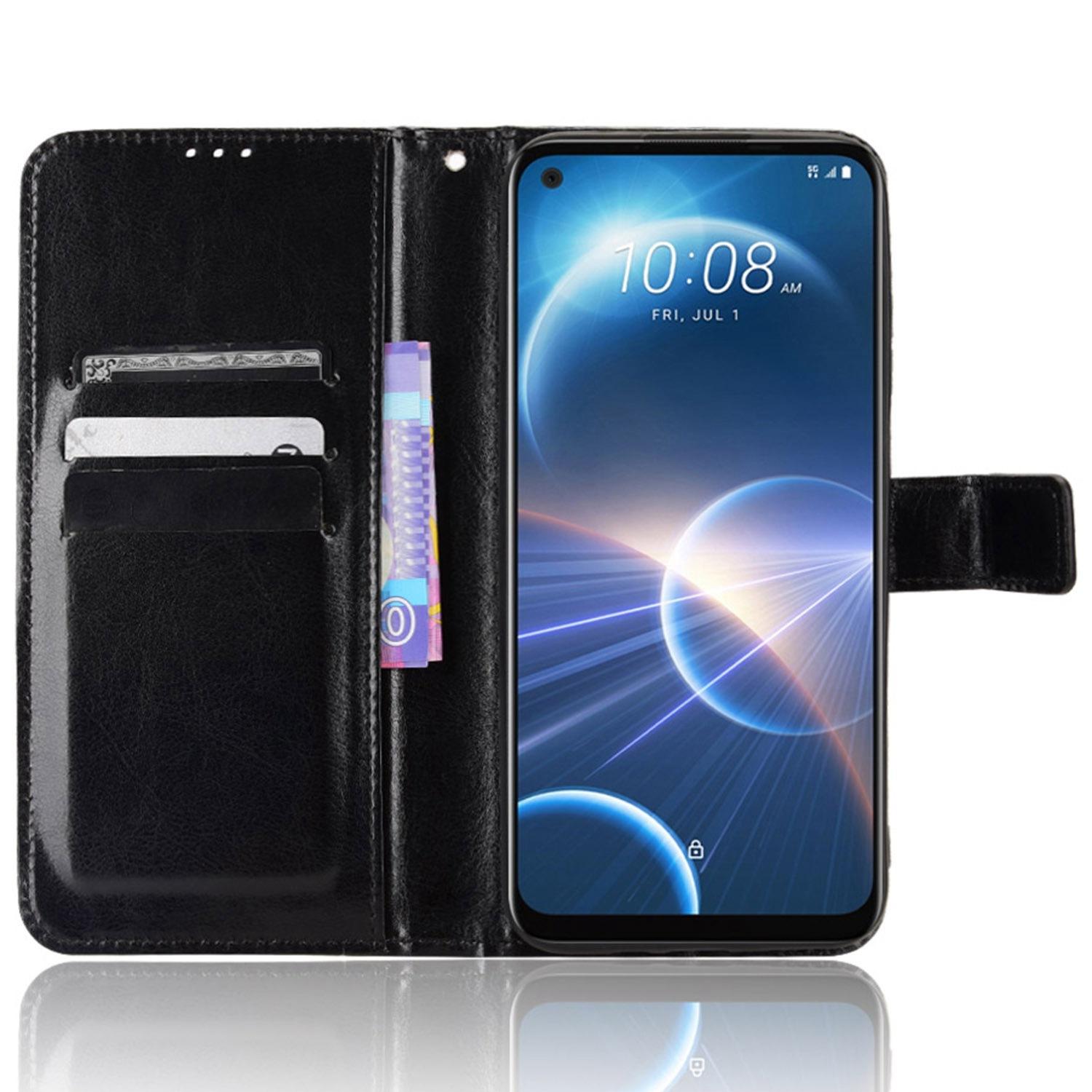 For HTC Desire 22 Pro 5G Cell Phone Wallet Case Crazy Horse Texture PU Leather+TPU Stand Cover Protective Shell Black
For HTC Desire 22 Pro 5G Cell Phone Wallet Case Crazy Horse Texture PU Leather+TPU Stand Cover Protective Shell Black
