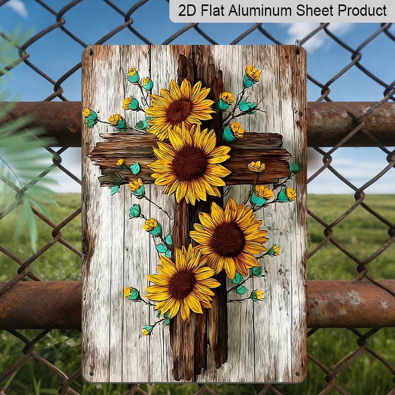 2D Flat - Decorative Metal Sign for Wall Art, Durable Aluminum Material 8*12 Inch Featuring Vintage Sunflowers and A Wooden Cross. Ideal As A Holiday 20*30cm
2D Flat - Decorative Metal Sign for Wall Art, Durable Aluminum Material 8*12 Inch Featuring Vintage Sunflowers and A Wooden Cross. Ideal As A Holiday 20*30cm