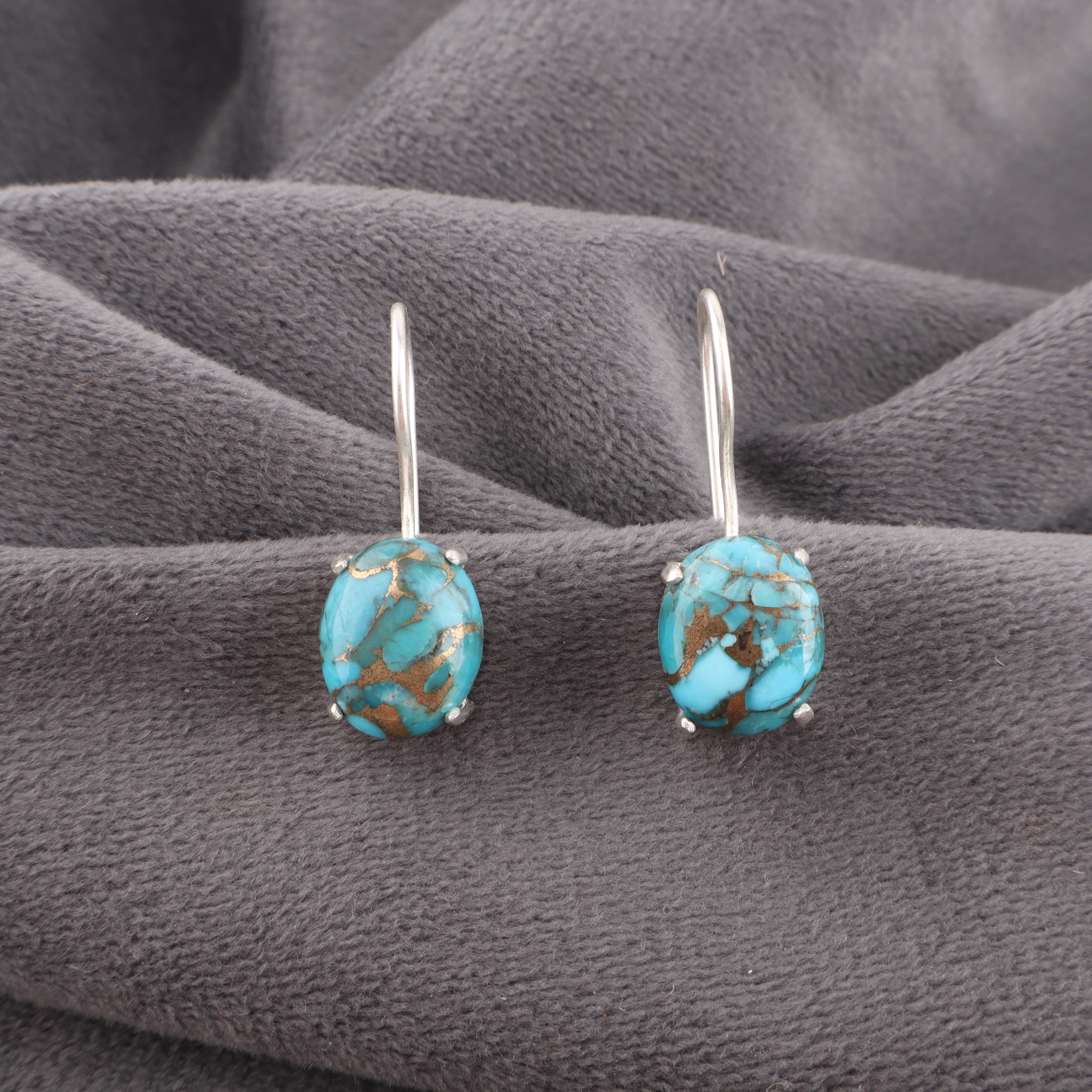 Blue Copper Turquoise Handmade Gemstone Earrings, 925 Solid Sterling Silver Earrings Antique Jewelry, For Engagement Gift 1.05 Inches синій
Blue Copper Turquoise Handmade Gemstone Earrings, 925 Solid Sterling Silver Earrings Antique Jewelry, For Engagement Gift 1.05 Inches синій