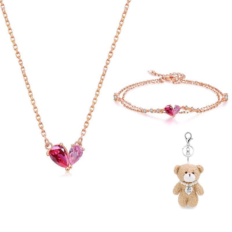 immobird Ruby Necklace and Bracelet Set for Women - Heart Design, July Birthstone, Popular, Sterling Silver 925, Hypoallergenic, Symbol of Love, Dou
immobird Ruby Necklace and Bracelet Set for Women - Heart Design, July Birthstone, Popular, Sterling Silver 925, Hypoallergenic, Symbol of Love, Dou