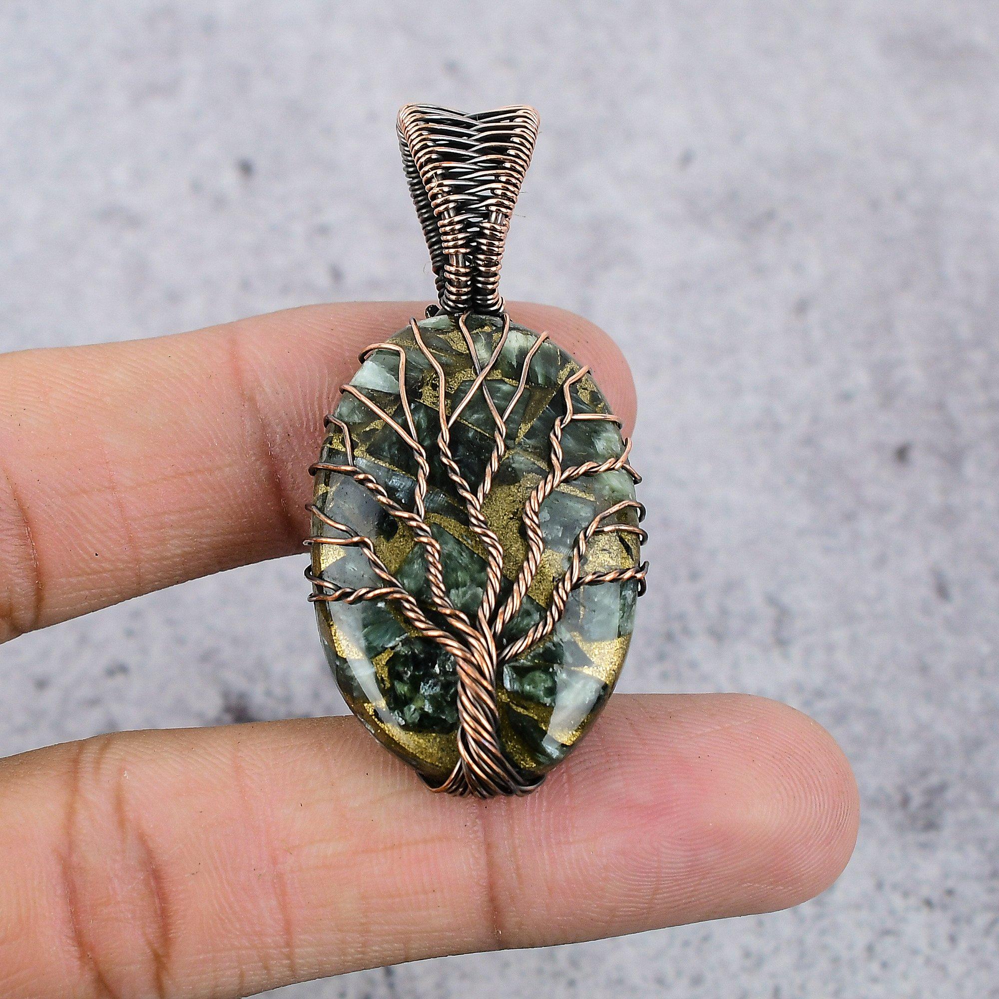 Tree Of Life Copper Seraphinite Pendant, 999 Copper Wire Wrapped Gemstone Jewelry, Handmade Pendant, For Thanksgiving 2.55 Inches
Tree Of Life Copper Seraphinite Pendant, 999 Copper Wire Wrapped Gemstone Jewelry, Handmade Pendant, For Thanksgiving 2.55 Inches