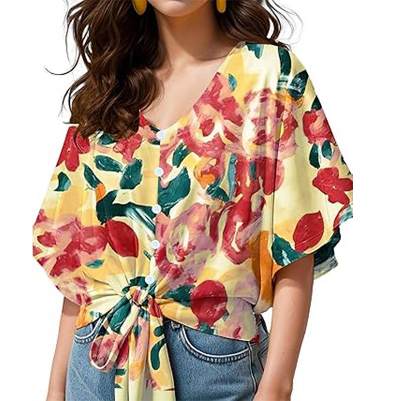 Летняя женская V-образная горловина Модная большая цветочная свободная рубашка с короткими рукавами и застежкой на пуговицы Футболки женские XXL оранжевый
Летняя женская V-образная горловина Модная большая цветочная свободная рубашка с короткими рукавами и застежкой на пуговицы Футболки женские XXL оранжевый