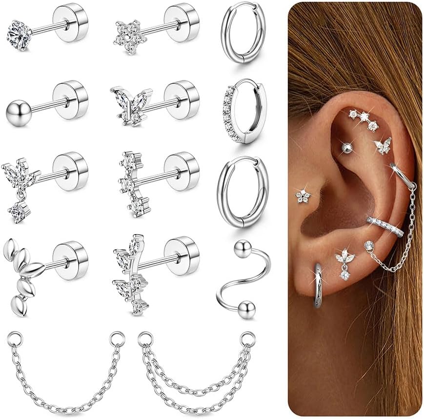 Bobisty Cartilage Earrings for Women 14K Gold Plated Helix Piercing Jewelry Single Stainless Steel Stud Earring Hoops Stack Set Earrings&Ears
Bobisty Cartilage Earrings for Women 14K Gold Plated Helix Piercing Jewelry Single Stainless Steel Stud Earring Hoops Stack Set Earrings&Ears