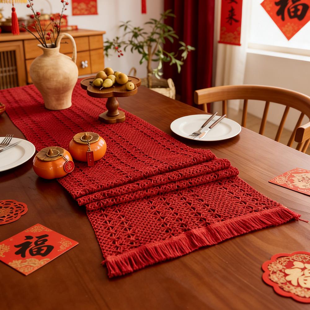 Red New Year s table flag cotton and linen knotted hollow fringed dining table decorative dining table coffee table shoe cabinet table towel 30*50cm
Red New Year s table flag cotton and linen knotted hollow fringed dining table decorative dining table coffee table shoe cabinet table towel 30*50cm