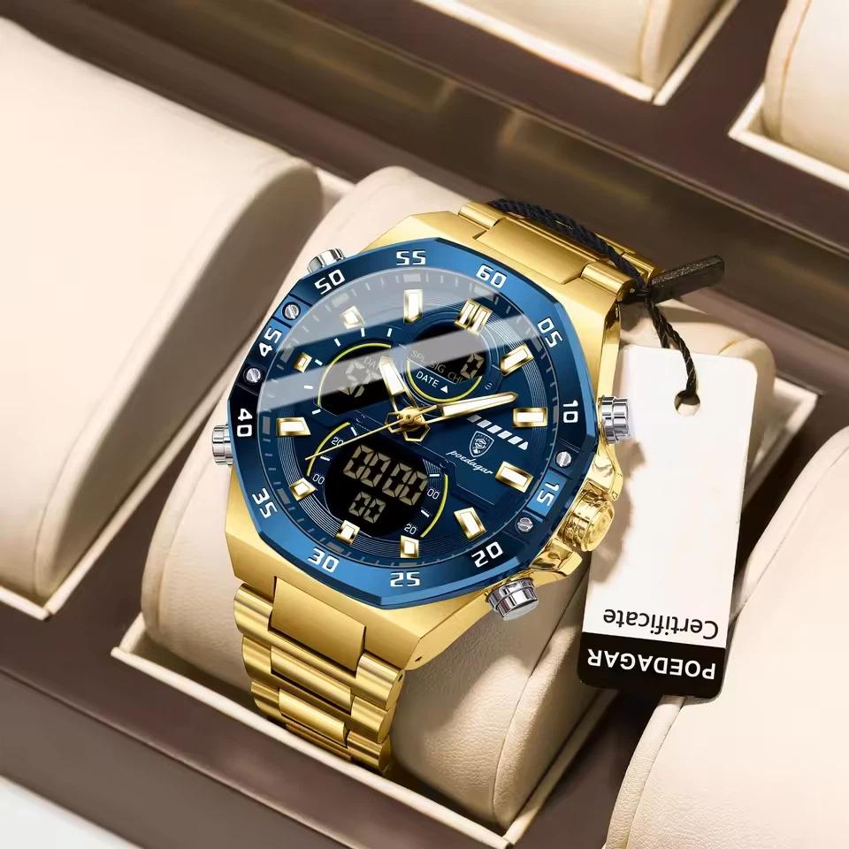 POEDAGAR Top Sport Men Clock LED Luminous Waterproof Week Date Watch Electronic Stainless Steel Fashion Quartz Watches синий/золотой
POEDAGAR Top Sport Men Clock LED Luminous Waterproof Week Date Watch Electronic Stainless Steel Fashion Quartz Watches синий/золотой