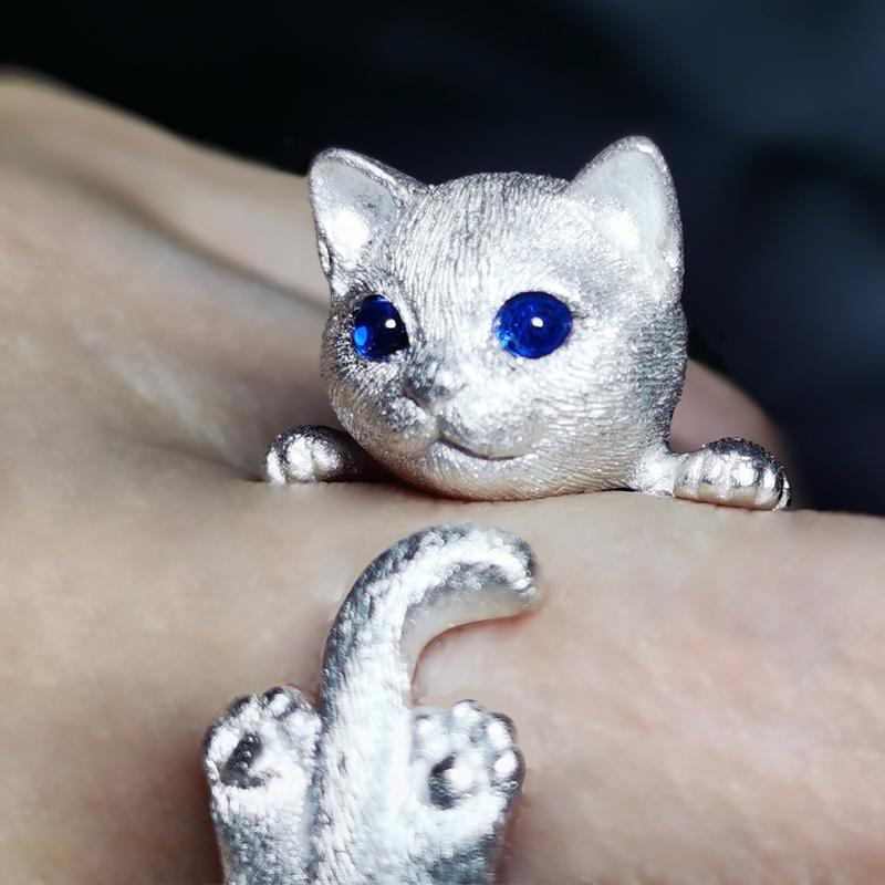 Cute Cat Ring Blue Eye Cat Silver Plated Gemstone Finger Ring Jewelry Gift Unique Fashion Rings Punk Opening Rings Adjustable
Cute Cat Ring Blue Eye Cat Silver Plated Gemstone Finger Ring Jewelry Gift Unique Fashion Rings Punk Opening Rings Adjustable