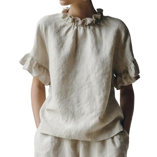 Women Tops Solid Color Loose Fit Summer Blouse O-Neck Short Sleeve Ruffle Splicing Design XXXL абрикосовий
Women Tops Solid Color Loose Fit Summer Blouse O-Neck Short Sleeve Ruffle Splicing Design XXXL абрикосовий