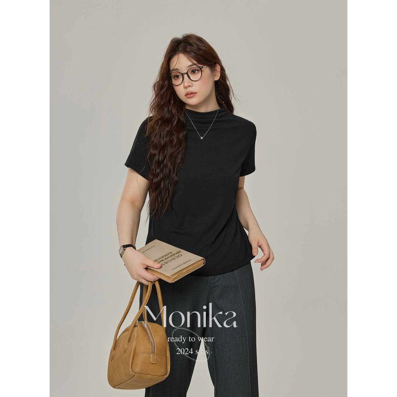Black Mock-Neck Shoulder Bottoming Shirt Short-Sleeved T-shirt Black XL
Black Mock-Neck Shoulder Bottoming Shirt Short-Sleeved T-shirt Black XL