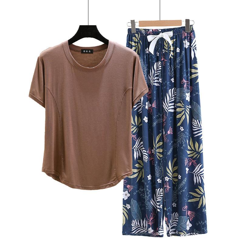 Modal Summer Pajamas sets O neck Top with Floral Wide leg pants Women s Thin Loose Homewear Casual sleepwear suit comfort outwear all match 2XL
Modal Summer Pajamas sets O neck Top with Floral Wide leg pants Women s Thin Loose Homewear Casual sleepwear suit comfort outwear all match 2XL