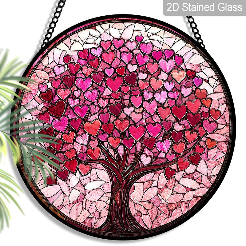2D Flat Stained Glass Pink Love Tree Window Decoration, 7.87inches Pink Heart Design Colored Glass Plate with Chain, Charming Home Sun Catcher Decor 7.87inch
2D Flat Stained Glass Pink Love Tree Window Decoration, 7.87inches Pink Heart Design Colored Glass Plate with Chain, Charming Home Sun Catcher Decor 7.87inch