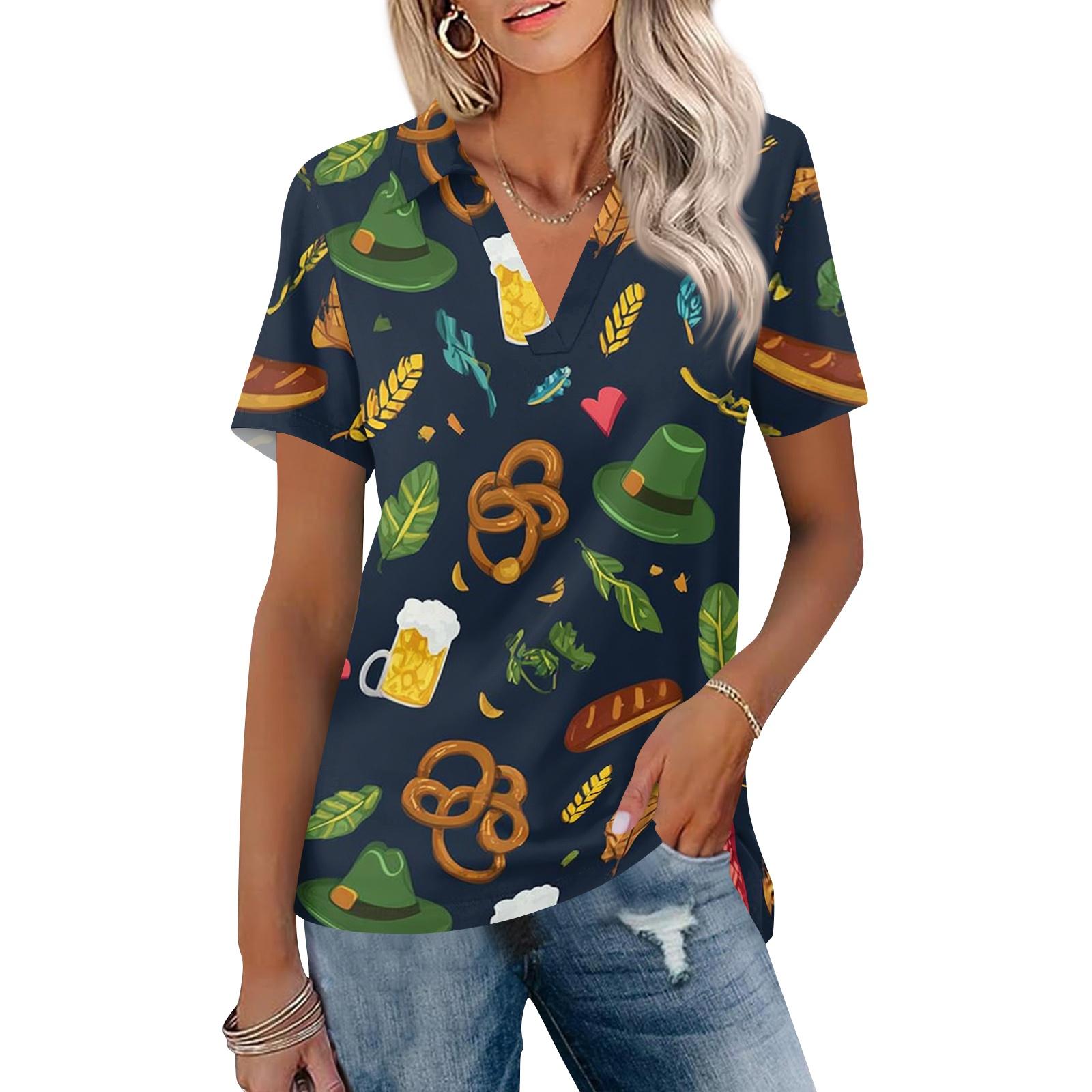 Women Casual V Neck Short Sleeve Oktoberfest Print Polo Shirt Lightweight Soft Fabric Relaxed Fit Summer Top M тёмно-синий
Women Casual V Neck Short Sleeve Oktoberfest Print Polo Shirt Lightweight Soft Fabric Relaxed Fit Summer Top M тёмно-синий