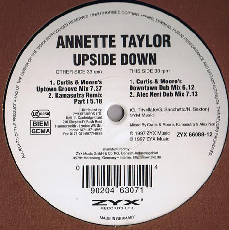 12inch Record ANNETTE TAYLOR - Upside Down ZYX6608812 ZYX Records Ltd 1997 UK Dance & Electronica Used
12inch Record ANNETTE TAYLOR - Upside Down ZYX6608812 ZYX Records Ltd 1997 UK Dance & Electronica Used