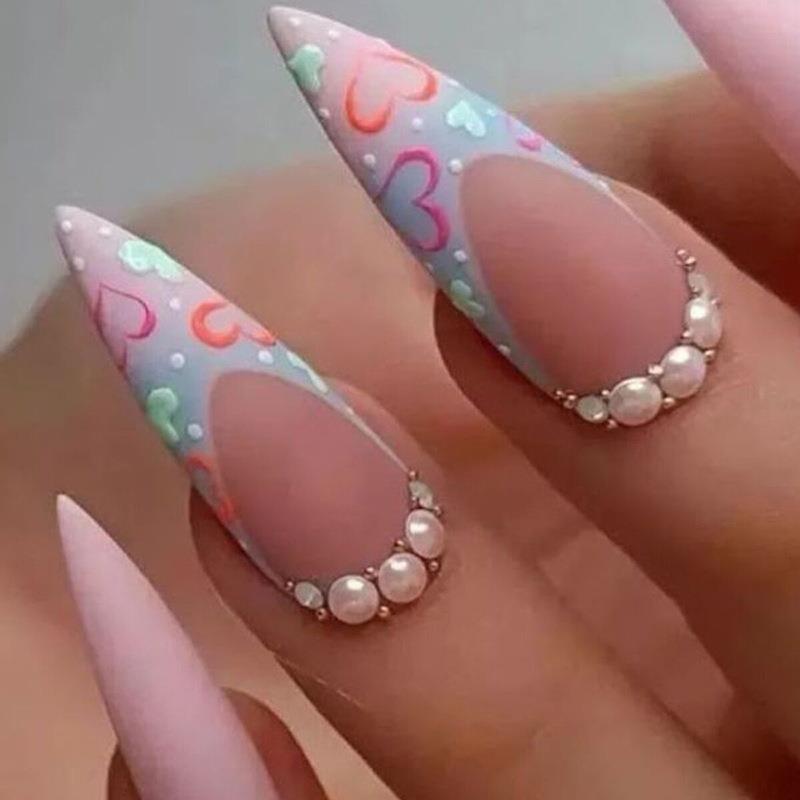 Wearing Nail, Pearl Love French Nail, Wearing Nail Sticker, False Nail, Matte Medium Style Apricot Heart Nail 
Wearing Nail, Pearl Love French Nail, Wearing Nail Sticker, False Nail, Matte Medium Style Apricot Heart Nail