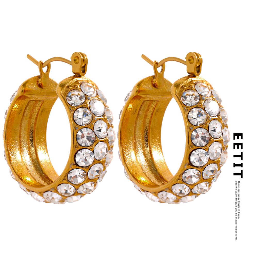 Eetit Нежные блестящие серьги с кубическим цирконием из нержавеющей стали, золотые круглые серьги-кольца, очаровательные модные украшения для женщин, подарок на вечеринку
Eetit Нежные блестящие серьги с кубическим цирконием из нержавеющей стали, золотые круглые серьги-кольца, очаровательные модные украшения для женщин, подарок на вечеринку